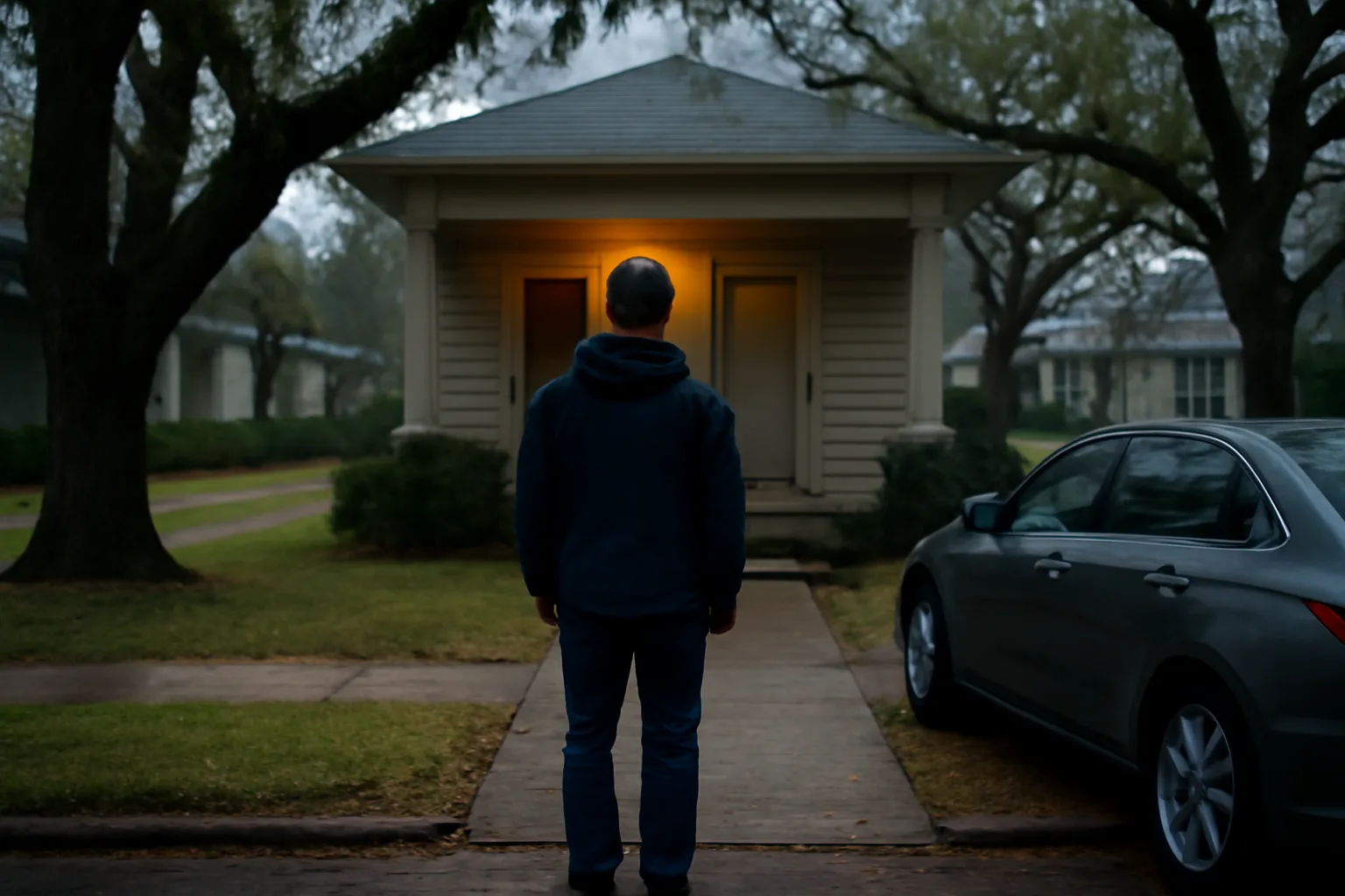 Adult waiting at a Decatur door for Georgia process server work