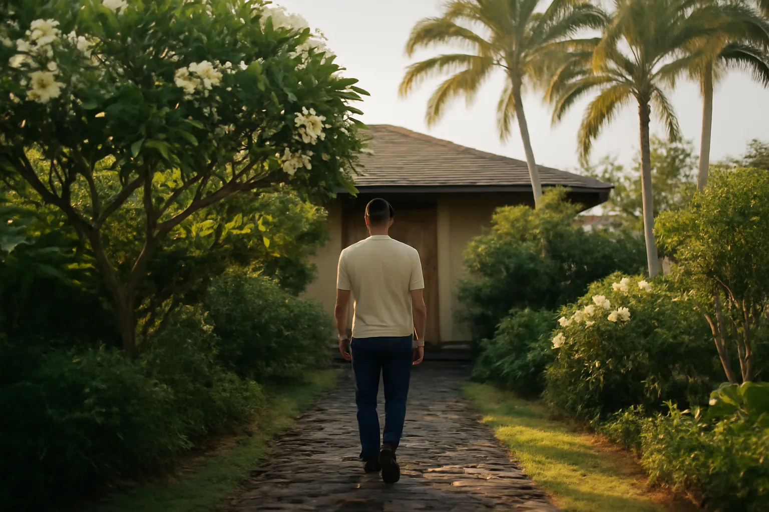 Person approaching a Honolulu doorway on a process server route